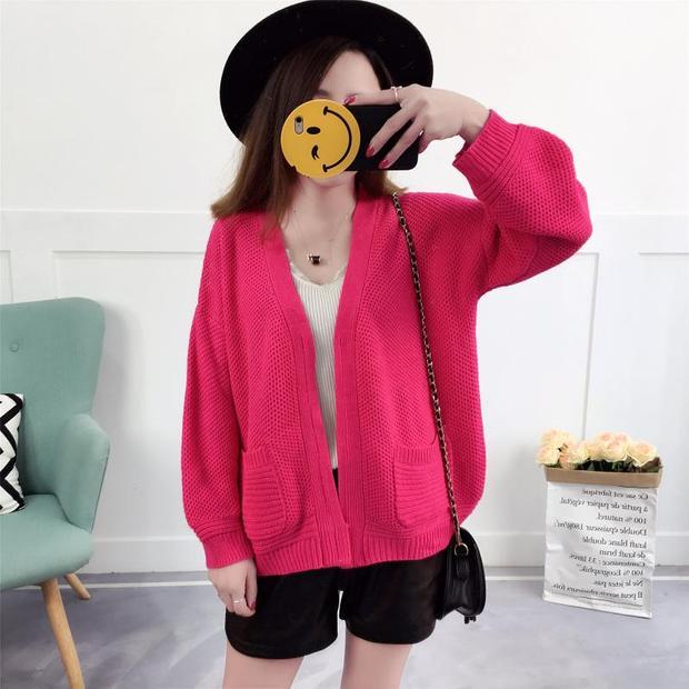 2018 mỏng phần khăn choàng nhỏ dài tay phiên bản Hàn Quốc của áo len nữ cỡ lớn hoang dã áo len nữ ngắn đoạn mùa xuân và áo len mùa thu thủy triều áo khoác len nữ mỏng