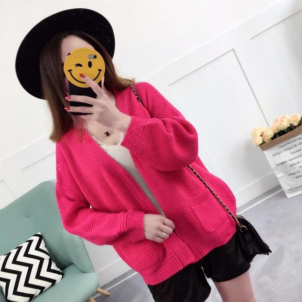 2018 mỏng phần khăn choàng nhỏ dài tay phiên bản Hàn Quốc của áo len nữ cỡ lớn hoang dã áo len nữ ngắn đoạn mùa xuân và áo len mùa thu thủy triều áo khoác len nữ mỏng