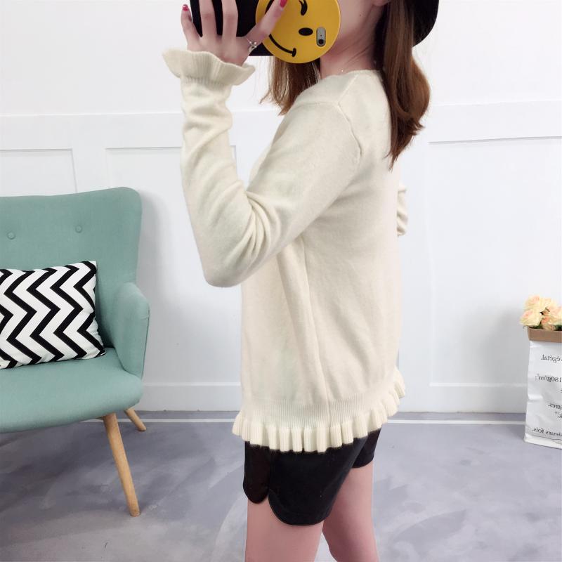 Áo len của phụ nữ cardigan Hàn Quốc phiên bản của áo len lỏng đoạn ngắn gỗ ngọt ngào tai sinh viên mùa xuân và mùa thu áo sơ mi của phụ nữ quần áo áo khoác cardigan nữ