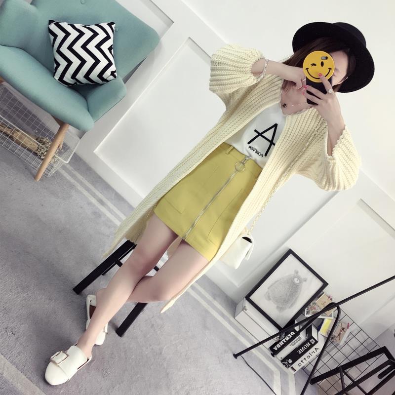 2018 mùa xuân dài dày kim áo len của phụ nữ cardigan áo len coat dài slim slimming shawl coat áo cardigan nữ dáng dài