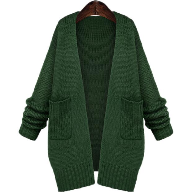 Áo khoác nữ mùa thu châu Âu áo len nữ mới áo len nữ màu rắn lỏng áo len dài phụ nữ bên ngoài thủy triều áo len thổ cẩm