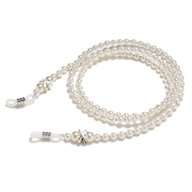 Retro beaded glasses chain handmade pearl white glasses rope anti-slip halter neck glasses mask lanyard hanging chain