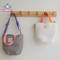Water washing cotton children hand carrying crossbody dual bag ins Korean niche quilted bag multi use Mommy bucket shoulder bag