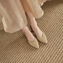 Summer Baotou Genuine Leather Sandals Women Fairy Wind 2022 New 100 Hitch Thick Heel Pointed Fashion Back Sky High Heels