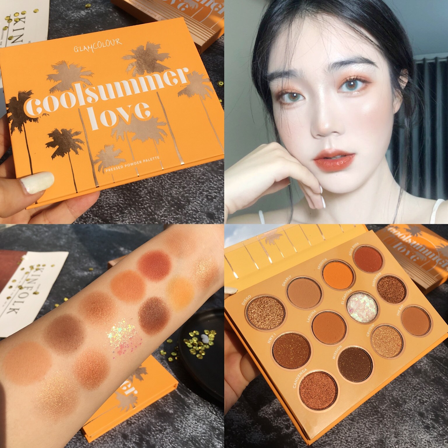 California's beloved twelve color eye shadow ins superfire pumpkin earth color pearls sparkling bright slices of mashed potatoes beginners