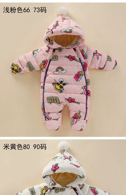 Xuống sơ sinh bé nam Xiêm và bé nữ xiêm áo trẻ con đi xuống mùa đông dày leo quần áo giữ quần áo áo khoác liền quần hình thú