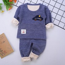 Female baby velvet thickened warm suit 0-1 to 2 to 3-4 years old childrens underwear small boy baby pajamas 5