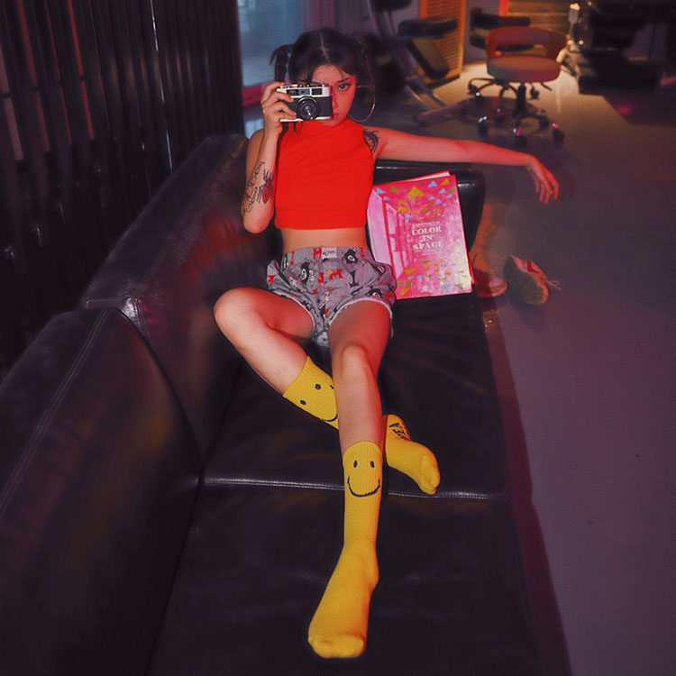 Stagents Original Smiley Face Street Socks Smiling Face in Silo Socks Skateboard Socks