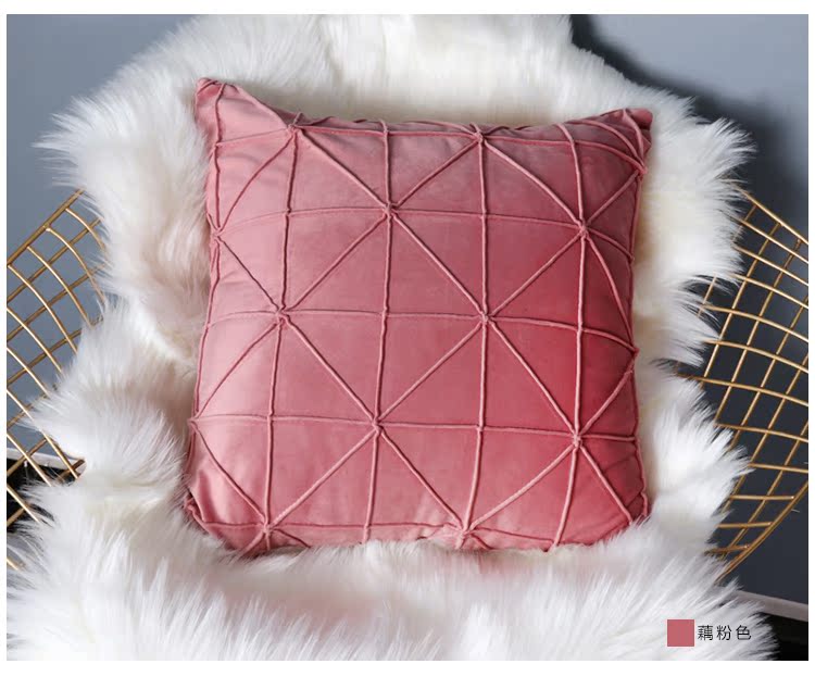 Bắc Âu nhung gối gối sofa xe nội thất phòng khách gối đồng bằng đệm đặt rắn màu gối vuông - Trở lại đệm / Bolsters Gối ngủ đa năng dành cho nhân viên văn phòng