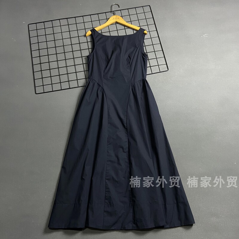 Original Real Shot! Minimalist Hepburn-Style Black Sleeveless Dress for Women, Elegant Cotton Little Black Dress for Summer