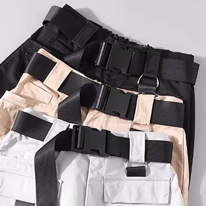 Châu âu và Hoa Kỳ các blogger ins black belt dụng cụ hoang dã giản dị điều chỉnh khóa clip nylon bện vành đai thủy triều quần sinh nhiệt giảm mỡ bụng