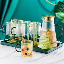 Light luxury family water Cup Cup set home living room tea cup kettle set Cup with rack whole set of water tool cup tea set