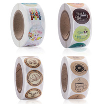Amazon New Pearl Milk Tea Cup Thanks Sticker Coffee Cake Decoration Seal Label for Rolling Adhesive Label