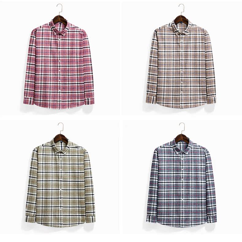 Mùa thu và mùa đông cotton flannel kẻ sọc áo sơ mi nam dài tay lỏng lẻo quần áo thanh niên chà nhám dày áo quần tây áo sơ mi