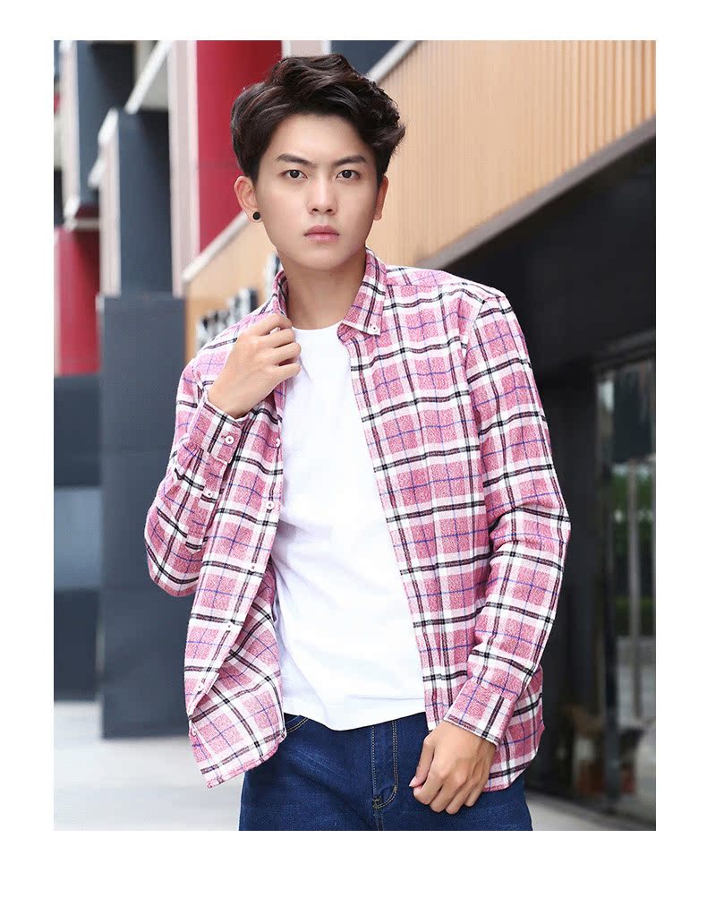 Mùa thu và mùa đông cotton flannel kẻ sọc áo sơ mi nam dài tay lỏng lẻo quần áo thanh niên chà nhám dày áo quần tây áo sơ mi