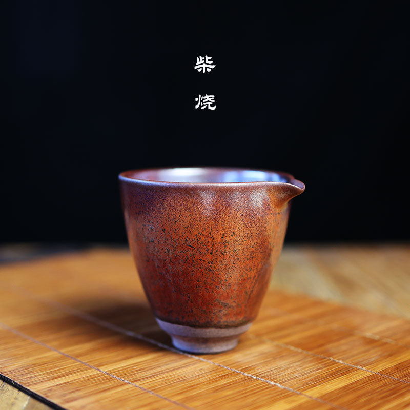 Handmade Large Ceramic Tea Sharing Cup, Made with Firewood, Can Be Used as a Tea Divider, Suitable for Raising Tenmoku Tea Cups, Tea Ceremony Accessories