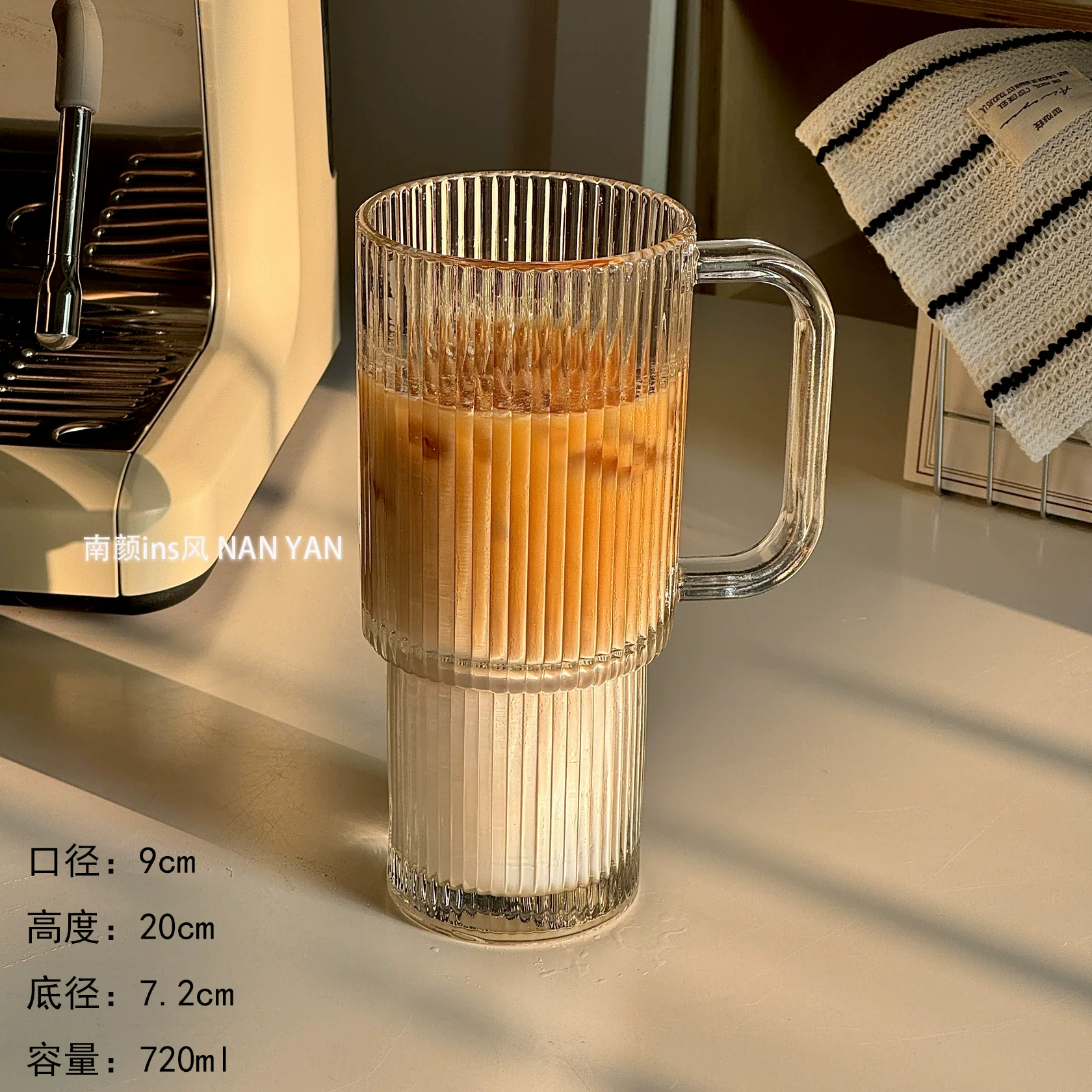 Capacious high quality coffee glass with glass