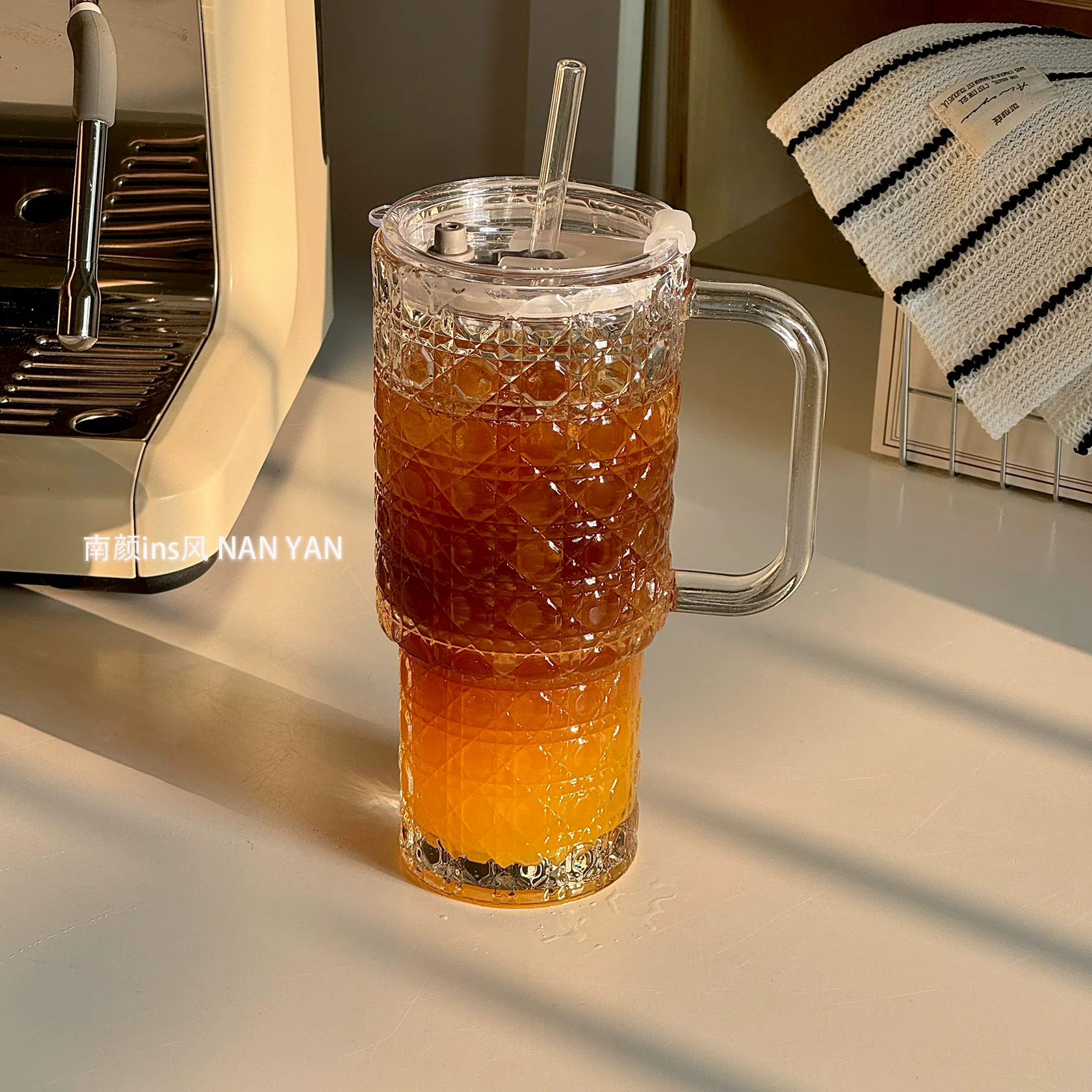 Capacious high quality coffee glass with glass