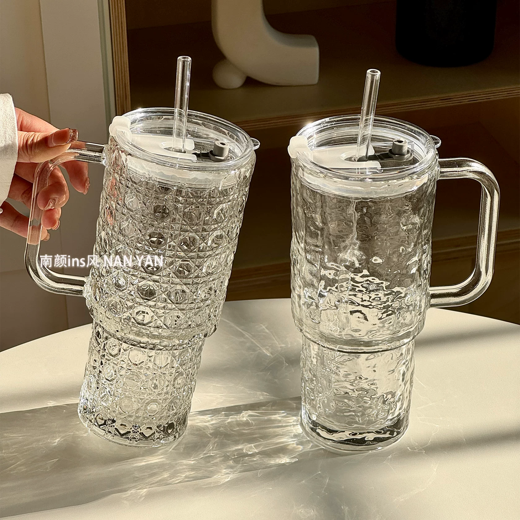 Capacious high quality coffee glass with glass
