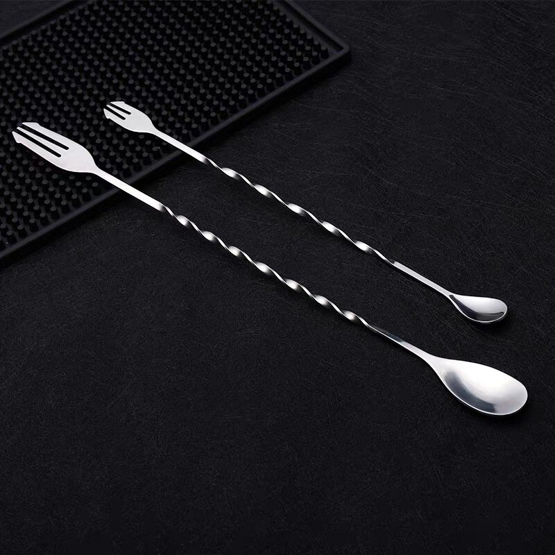 Stainless steel stirring spoon long bar spoon 32cm long handle stirring stick Cocktail Wine Blending Bar Multifunction Double Head Stirring Stick
