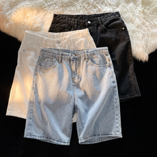 Джинсы мужские 纯色牛仔短裤男ins原宿风宽松休闲 𫔮五分裤夏季潮牌百搭直筒休闲 𫔮短裤