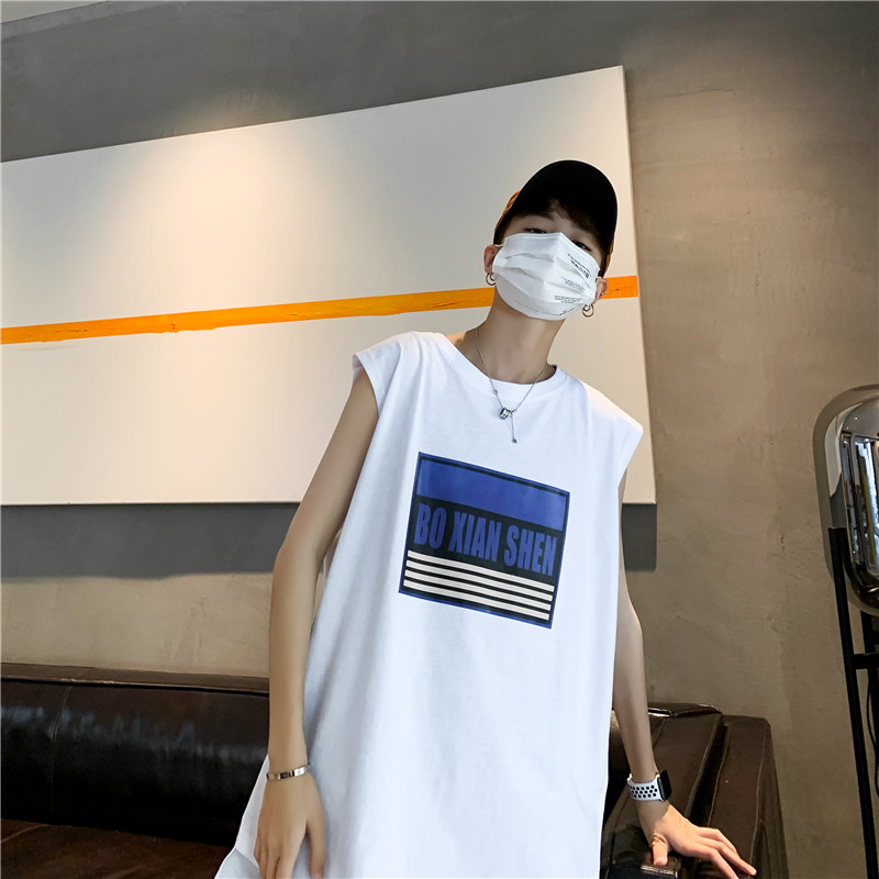 Summer in ed / h-shirt nam Hồng Kông phong cách insp10 lều tuổi teen lỏng hip-hop thường không tay T-shirt