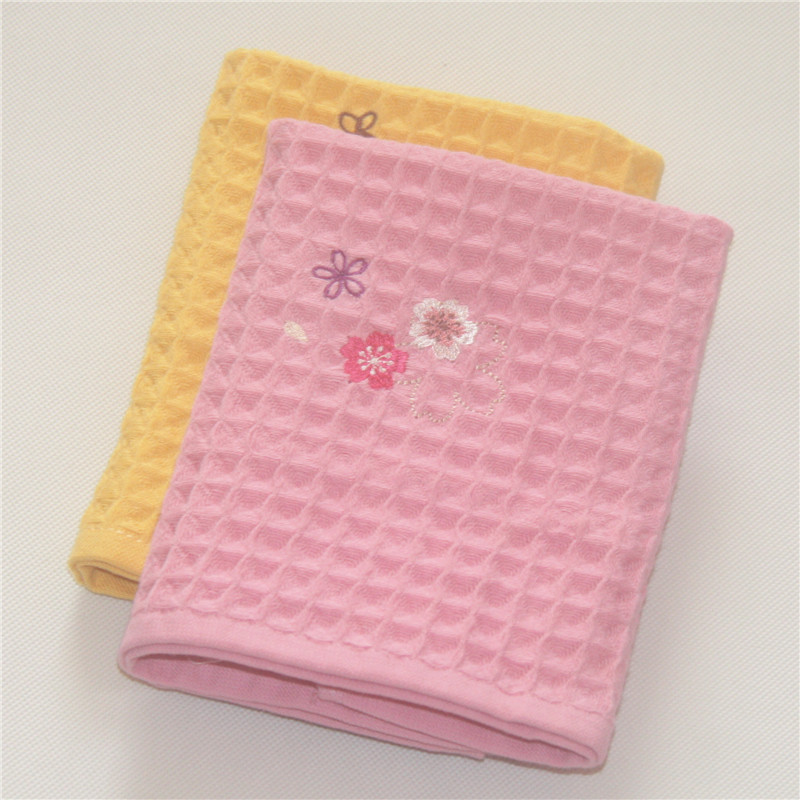 Little Bee Sakura Waffle Honeycomb Pure Cotton Square Towel Face Towel All-Cotton Children's Small Towel Soft and Absorbent
