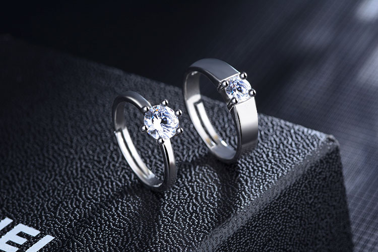 Nhẫn cưới một cara Nhật Bản và Hàn Quốc Cặp vợ chồng nam nữ nhẫn một cặp nhẫn cưới mô phỏng mở nhẫn điều chỉnh nhẫn pandora
