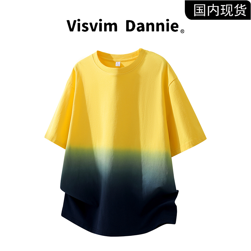 [Brand Clearance Sale] Visvim Dannie Summer Pure Cotton Versatile Gradient Color Short Sleeve T-Shirt for Men