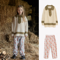 Ran fish shop fish and kids aw19 knit sweater fashion floral pants summer New