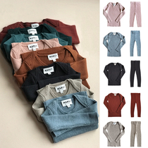 Fish shop Mabli FW19 children solid color comfortable skin wool base shirt leggings