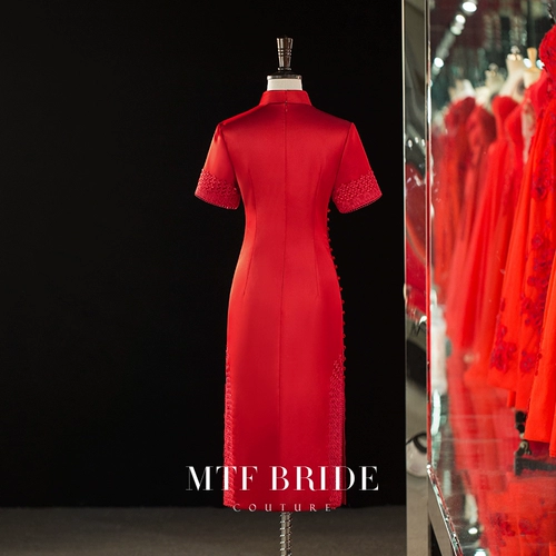 满庭芳 Красное ципао, вечернее платье, свадебное платье, 2020