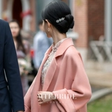 满庭芳 Двусторонное шерстяное демисезонное осеннее розовое шерстяное пальто