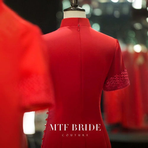 满庭芳 Красное ципао, вечернее платье, свадебное платье, 2020