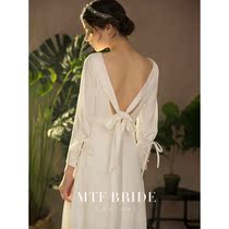 Man Tingfang (Xiaoyue Song)wedding dress 2021 new summer French wedding dress retro yarn light wedding dress