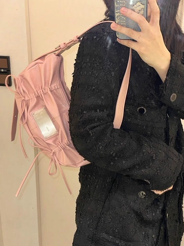 Сумка на одно плечо с бантиком, сумка подмышку, Южная Корея, на шнурках