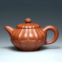 Yixing purple clay teapot teapot famous Wu Zhuxia small bamboo handmade pure raw ore golden yellow Zhu clay pot 300CC he ling pot