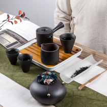 Travel tea set kung fu carrying case simple office set Japanese home rough pottery storage side pot