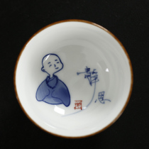 Hand-painted tea cup tea cup blue and white porcelain owner Cup Jingdezhen little monk fight Zen kung fu tea set Jingdezhen