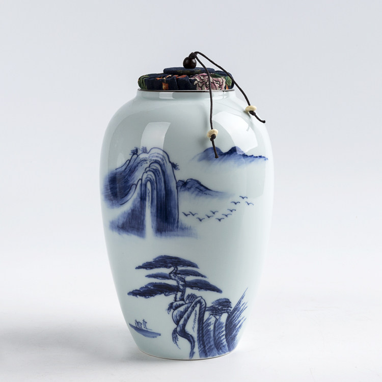 Tea leaf jars hand-painted ceramic green flower porcelain deposit tea pot large number handmade utility-made tea with green porcelain tea path accessories preservation box