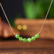 Natural and Athleta jade 14k bag gold necklace with smile lock bone chain pendant womens minimalist atmosphere Fashion 100 hitch