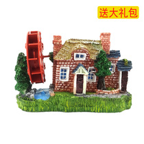 Fish Tank Building Windmills Pneumatics Shell Crab Oxygenation Puff Bubble Aquarium Decoration Package Fake Mountain Stone head