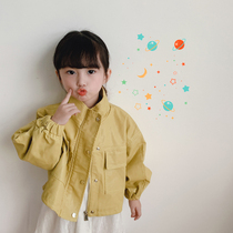 Girls coat spring and autumn 2021 new foreign style Korean net red children's jacket girl baby fashionable leather coat