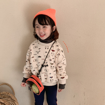 Girls' vests fall winter 2021 new Korean version of 1 foreign style 2 plus velvet jacket children's net red fake two pullovers tide