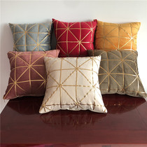 Jane European style living room sofa pillow Dutch velvet plain office waist cushion gilded geometric pattern bedside pillow