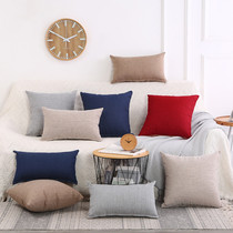 Modern simple thick linen rectangular sofa waist pillow office waist cushion home plain pillow