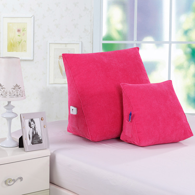 Plain color corn kernel triangle pillow modern minimalist bedside removable and washable cushion office corduroy solid color waist pillow