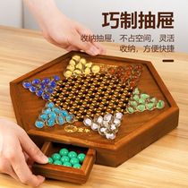 弹子跳棋高级棋子玻璃珠弹珠大号波子棋游戏大人版老式跳跳棋弹子