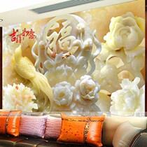 3D TV background wall paper 8D large jade carving seamless mural 5D stereo living room film and television wall cloth rich and auspicious