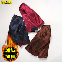 Middle-aged and elderly people Tang suit mens wedding banquet fathers birthday autumn and winter cotton-padded jacket plus velvet thickened coat